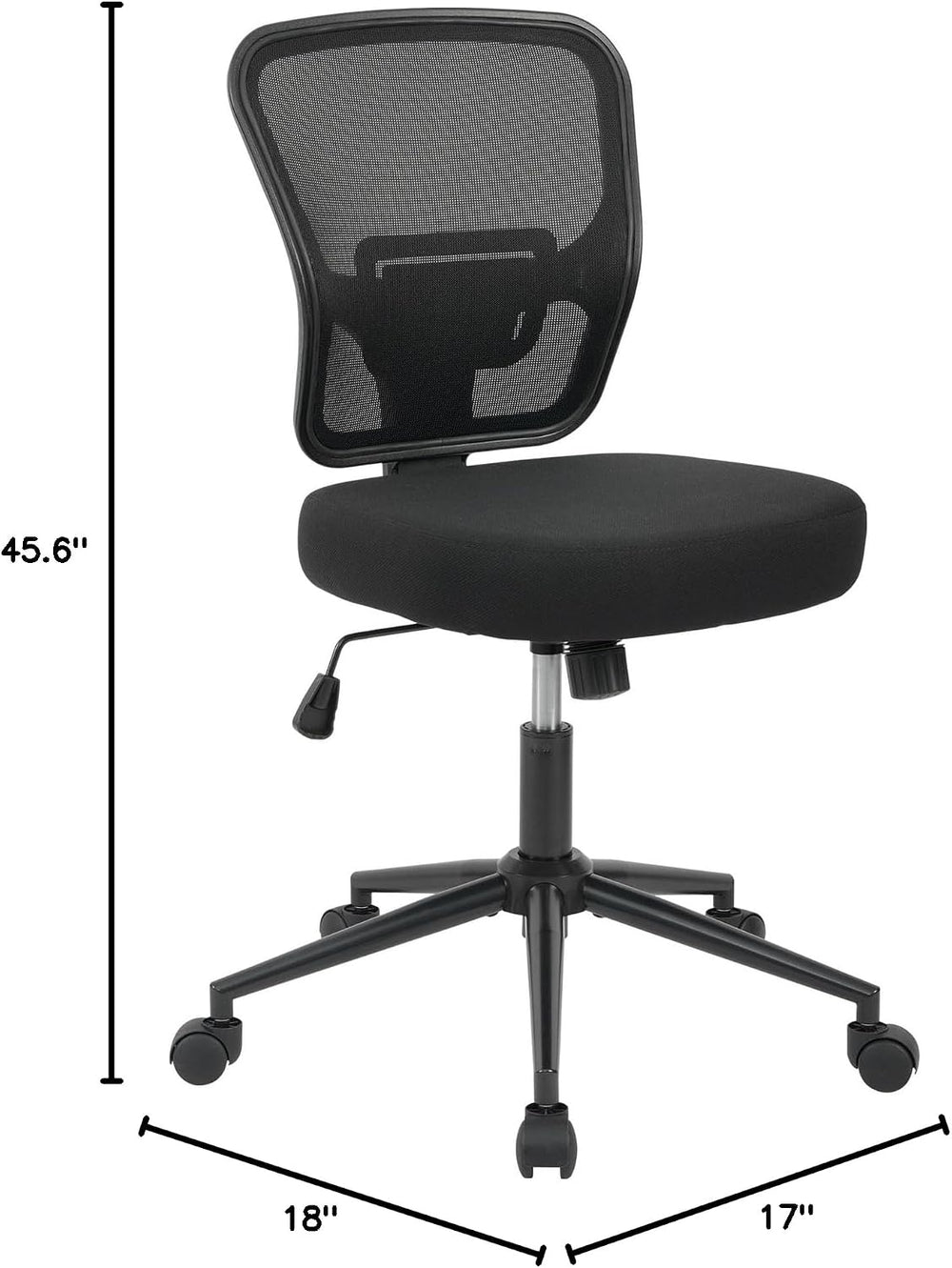 Armless Office Desk Chair Height Adjustable, Ergonomic High Back Mesh Task Ch...