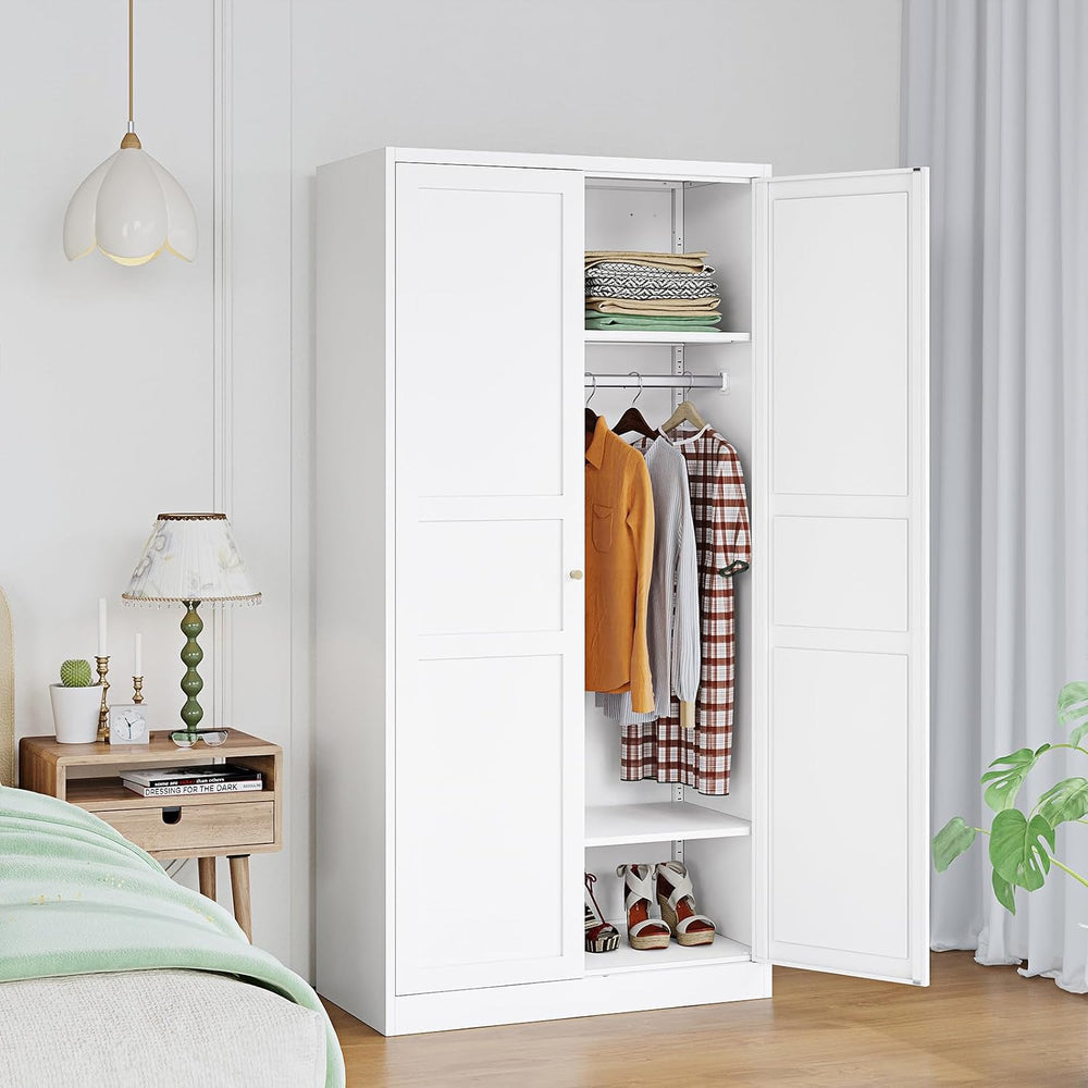Metal Armoire Wardrobe Closet Cabinet,White Armoire Wardrobe Closets Storage ...