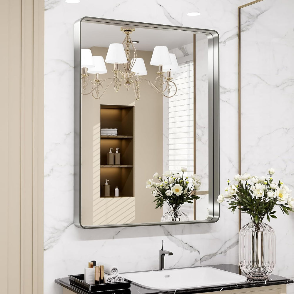 LOAAO 24X36 Inch Brushed Nickel Bathroom Mirror