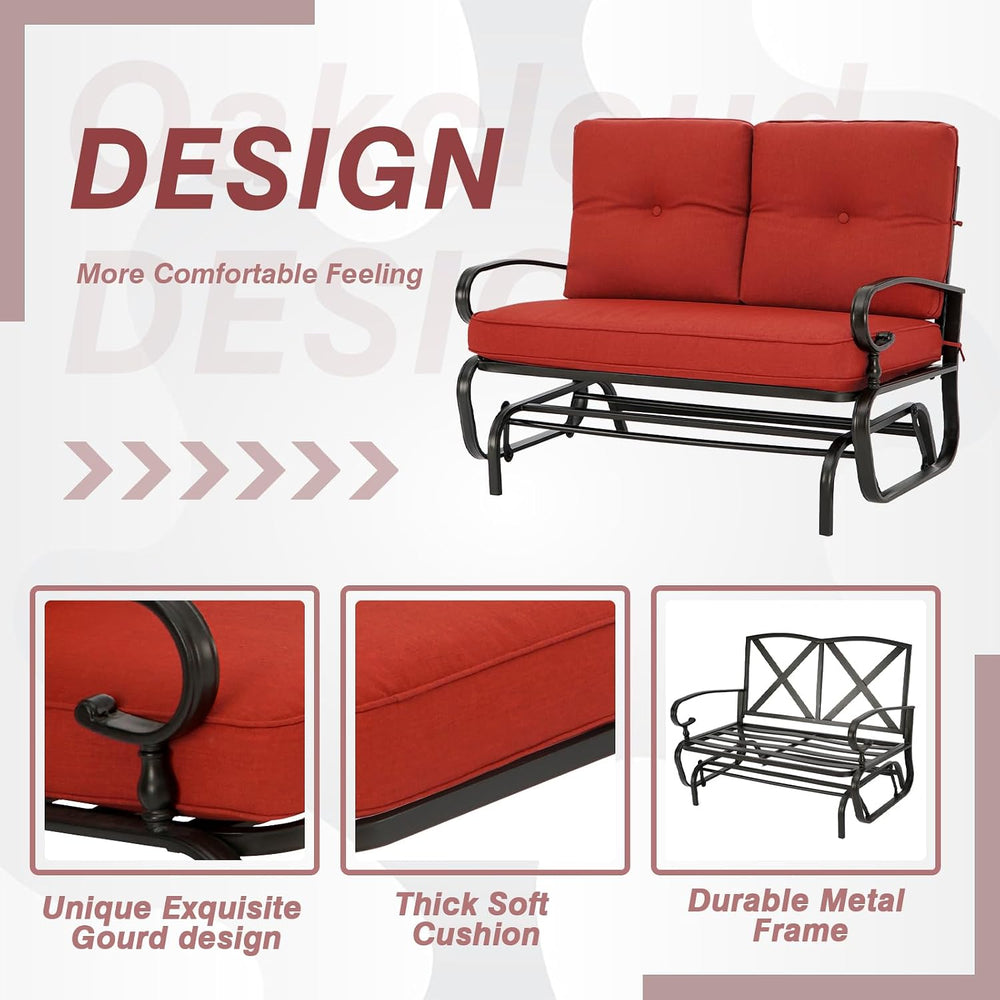 4 Pieces Metal Outdoor Furniture Patio Conversation Set, Glider Chairs Set wi...