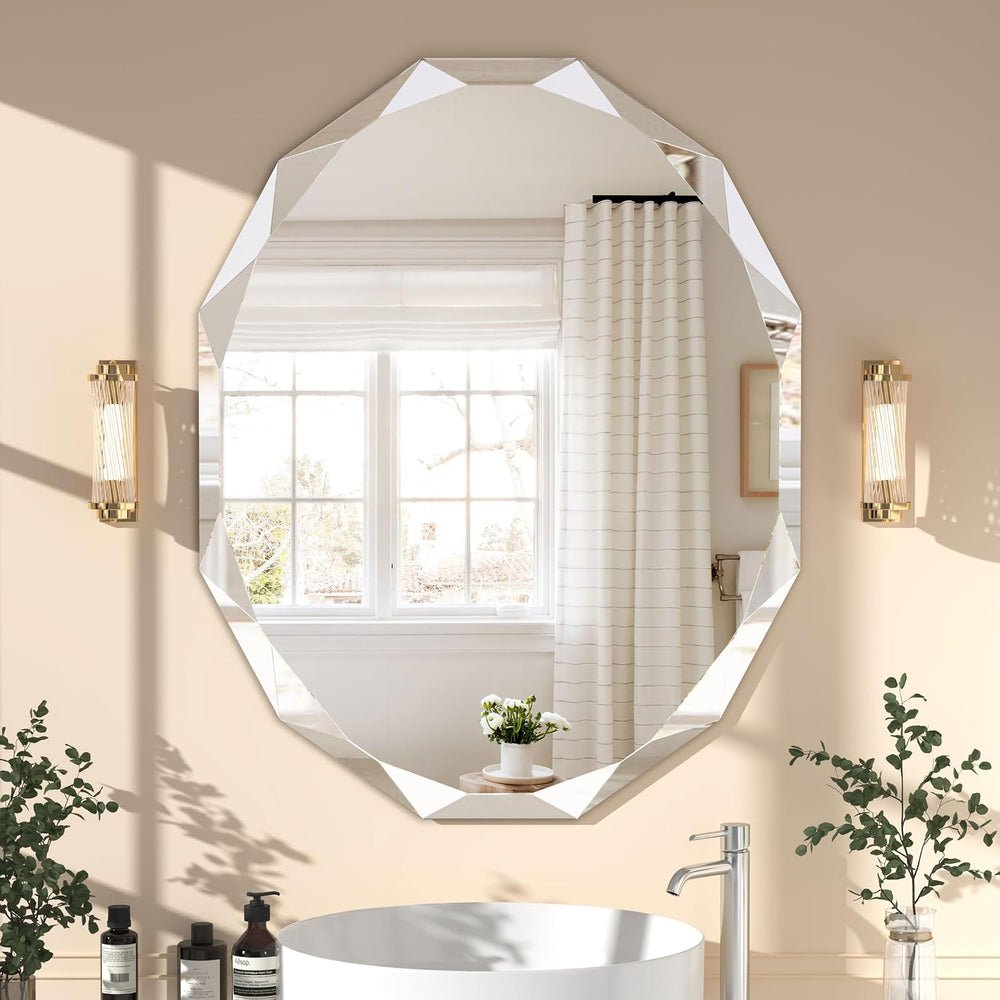 24x30 Inch Bathroom Mirrors for Over Sink, Round Frameless Mirrors for Wall