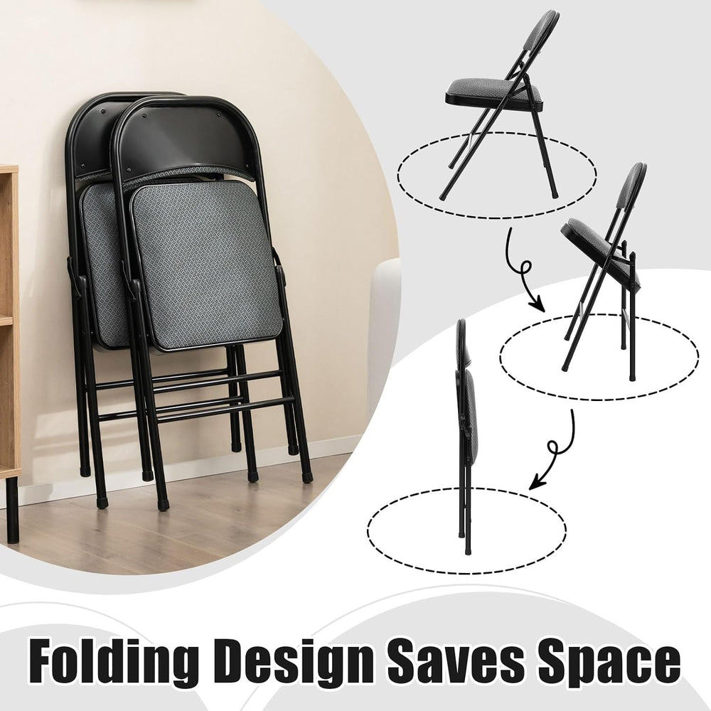 COSTWAY 4 Pack Upholstered Folding Chairs with Steel Frame for Home Office