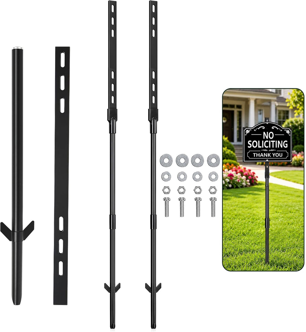 2 Pack 48 Inch Metal Yard Sign Stake for Outdoor Lawn Signs, Heavy Duty Rustp...