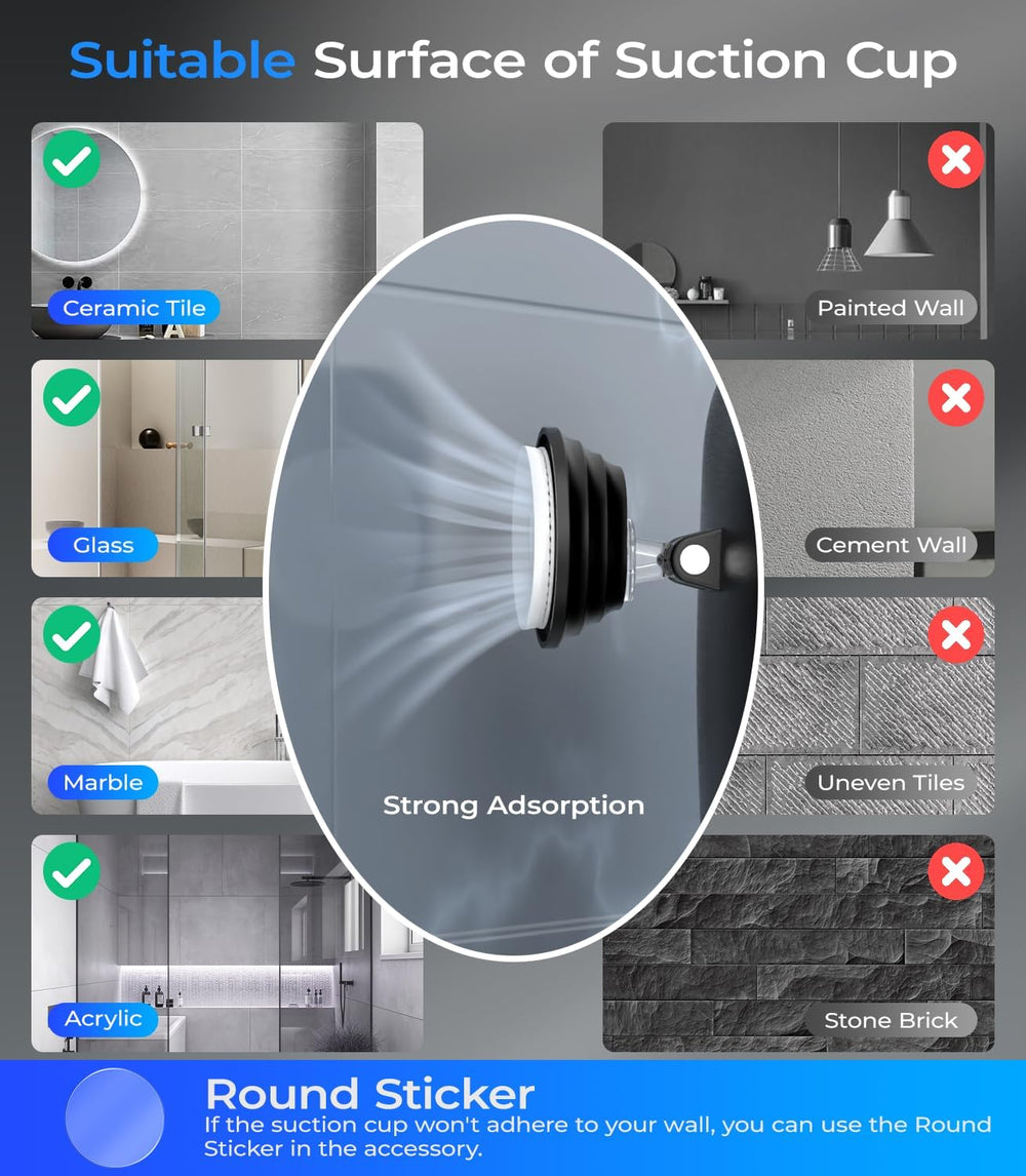 Gospire Heated Shower Mirror Fogless for Shaving with Light - Black