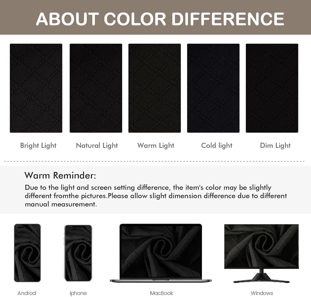 Genina Waterproof Chair Covers Set of 6,No Rear Covers,Black