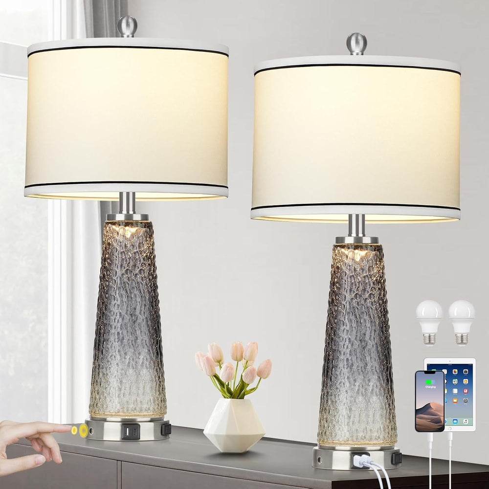26" Coastal Table Lamps for Living Room, Modern Bedside Lamps for Bedroom