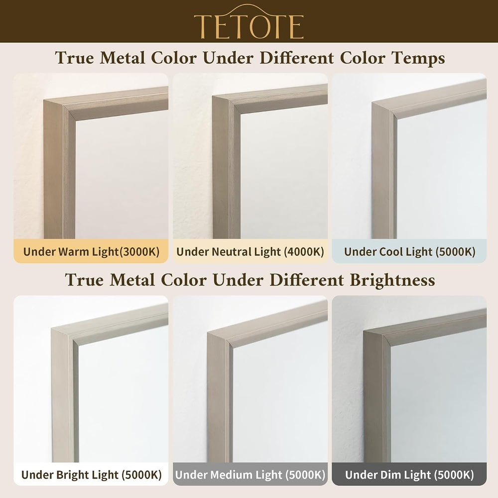 TETOTE Brushed Nickel Bathroom Mirror 48" x 24" Beveled Frame Recta...