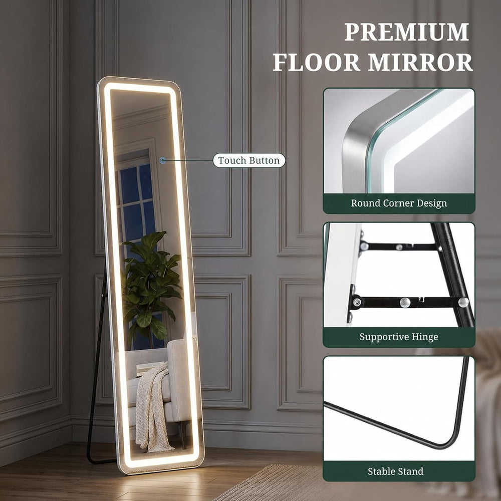 LED Mirror Full Length with Lights, 59.85"x15.75" Lighted Full Body...