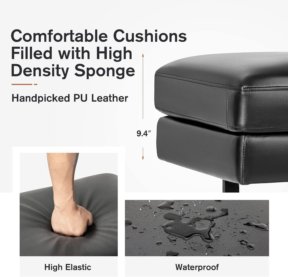 Furmax Waiting Room Chairs Faux Leather Office Guest Chair, 59.6 Inches Confe...