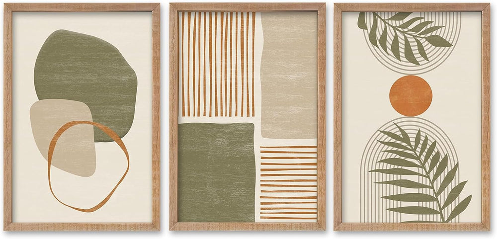 SRSZHIYUE Large Green Abstract Boho Plant Wall Art Set of 3 16"x11"...