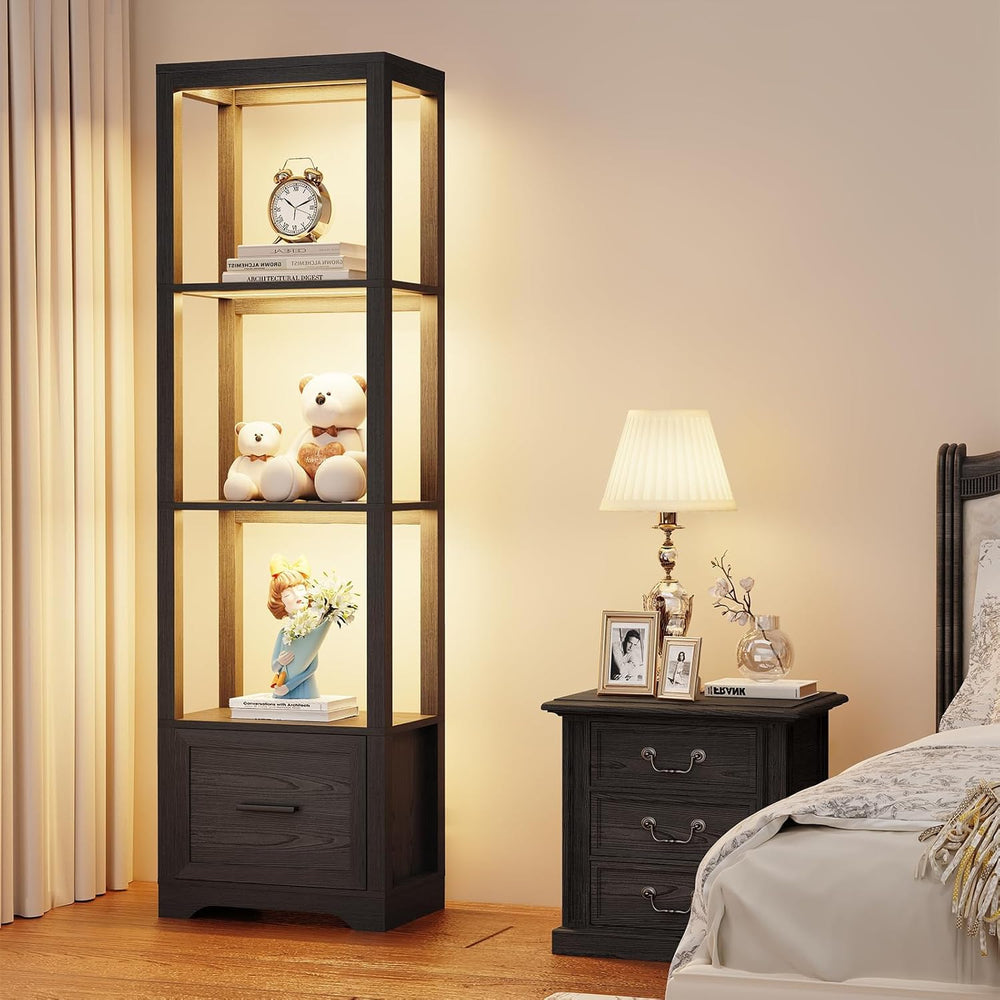 BROTTAR Display Shelf with 3 Color Light, Black