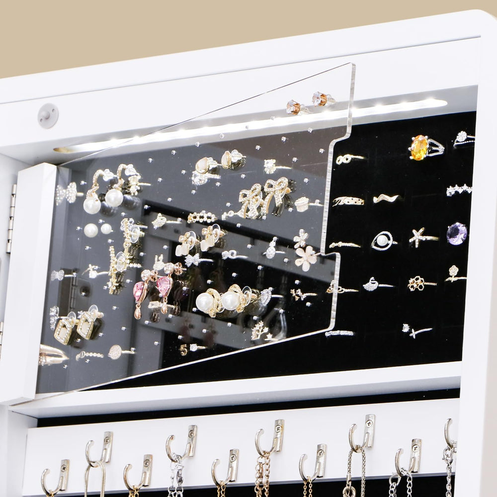 Full Length Mirror Jewelry Armoire Cabinet Standing Organizer
