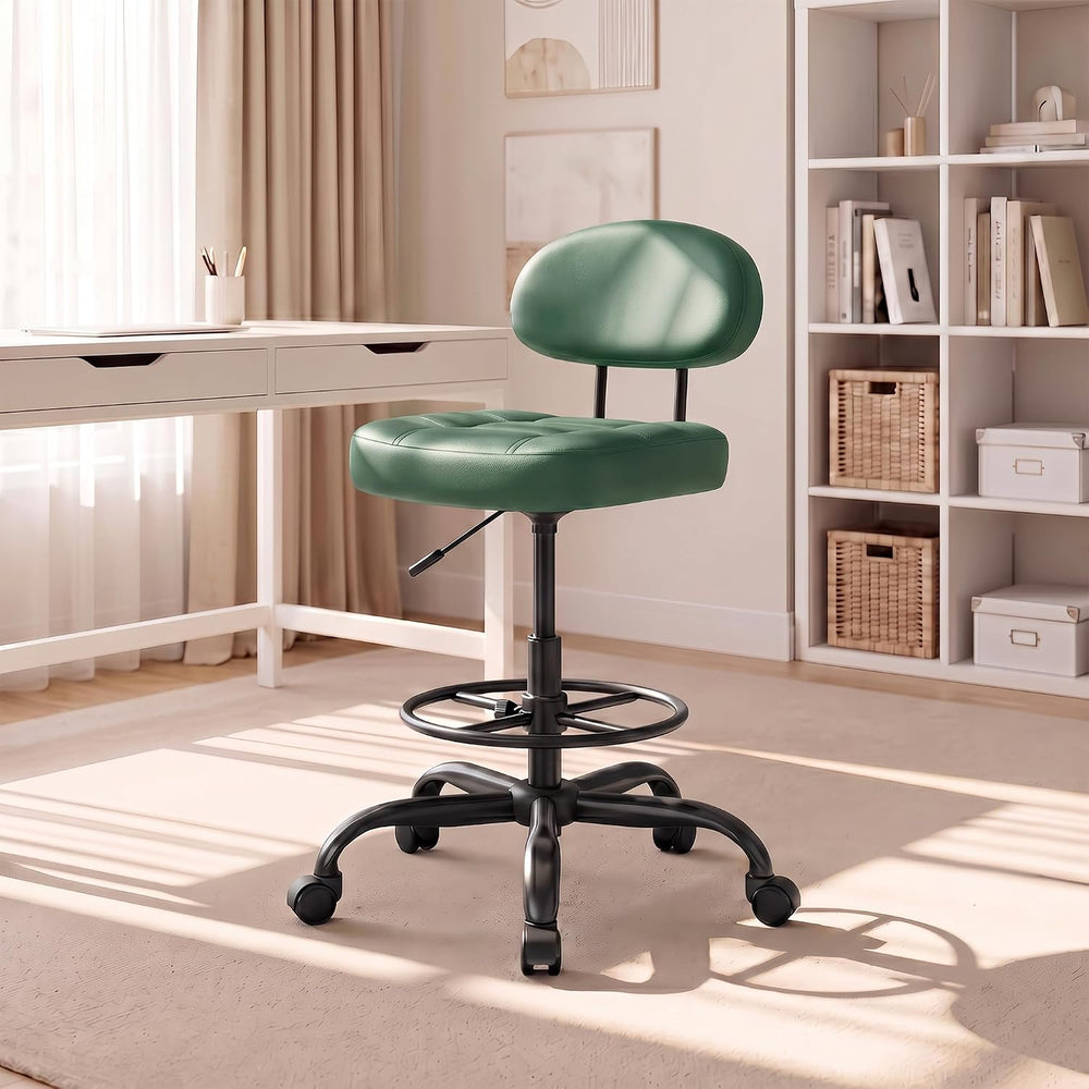 Armless Drafting Chair with Back, Tall Office Chair for Standing Desk, PU Fau...