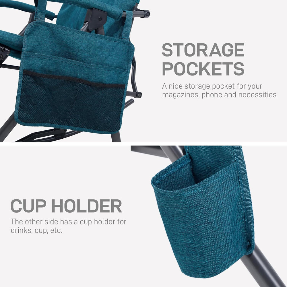 EVER ADVANCED Oversized Folding Rocking Camping Chair, Padded