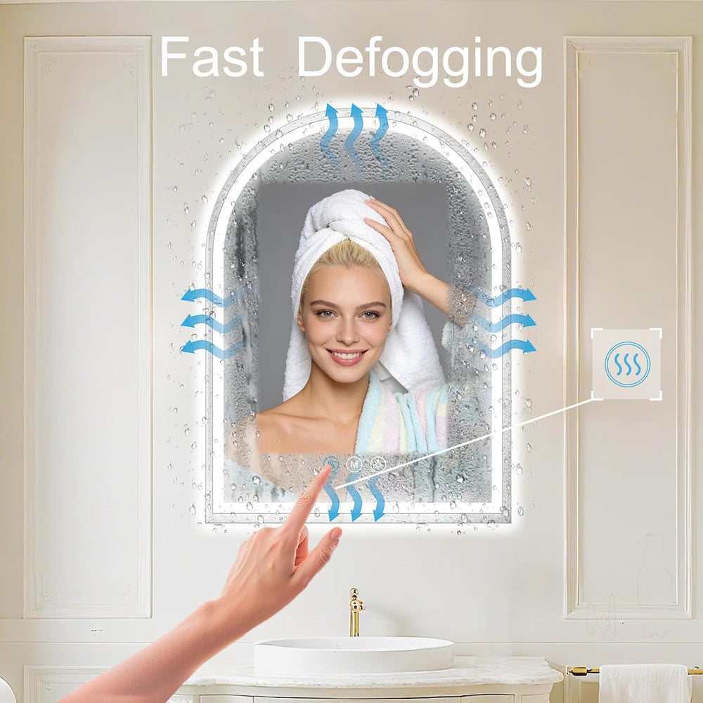 Arched LED Bathroom Mirrors with Lights 30"x40" Anti-Fog,LED Mirror...