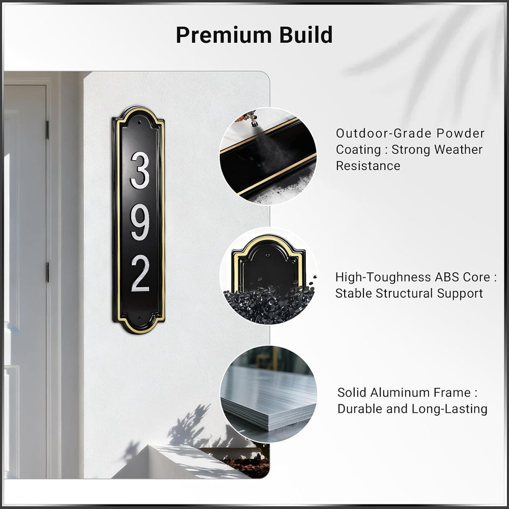 VONDERSO Address Signs for Houses, Self-Adhesive & Pre-Drilled for Easy M...