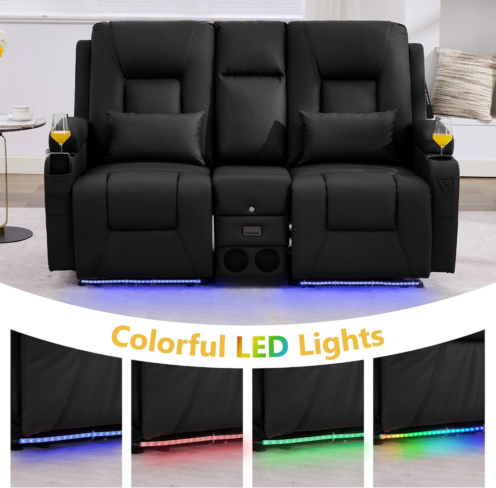 URRED Wall Hugger Power Reclining Loveseat Sofa，Black：68.1" - 2 Seats
