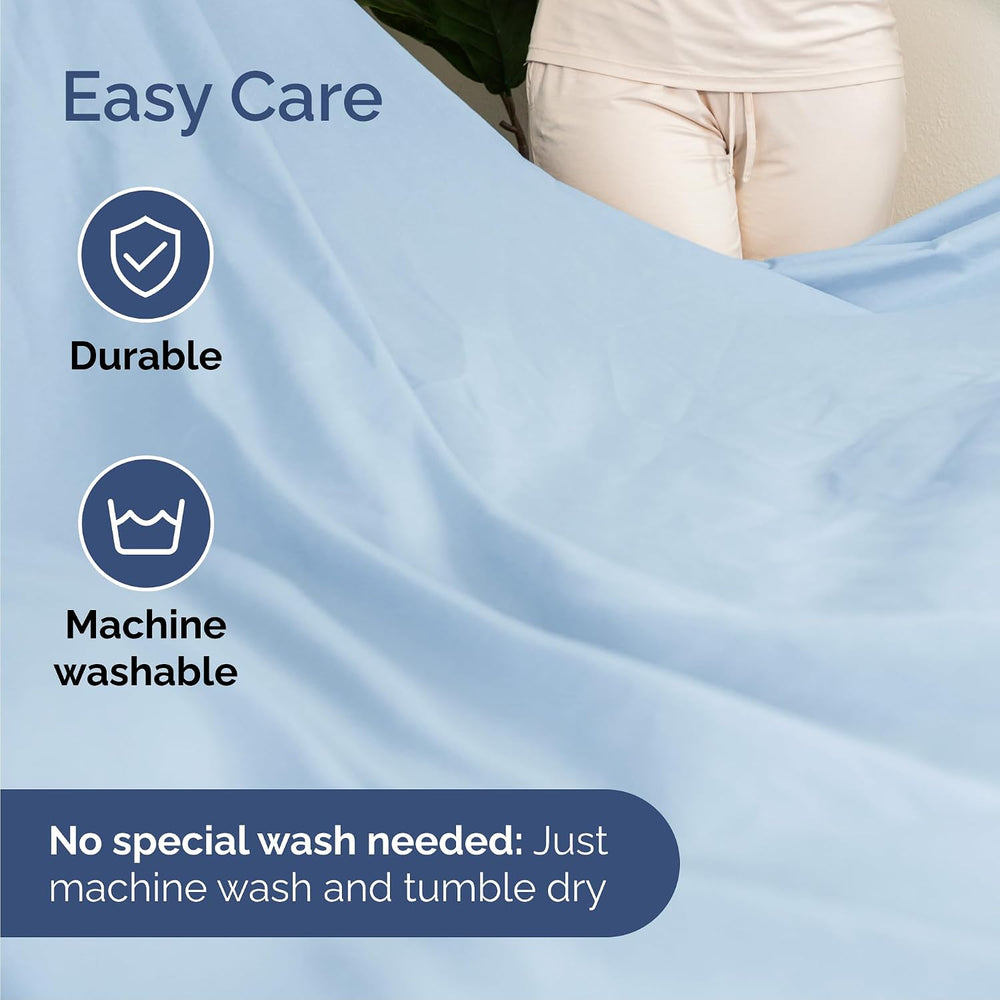 Queen Size 4 Piece Sheet Set - Breathable & Cooling Sheets - Light Blue