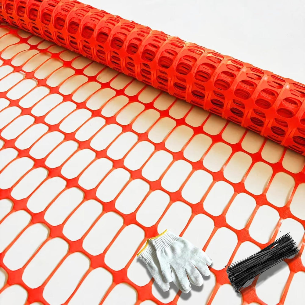 PotatoLife Orange Plastic Snow Fence, Safety Fence, 40''x100'