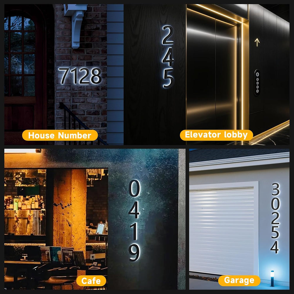 9 Inch Backlit House Numbers for Outside, Stainless Steel