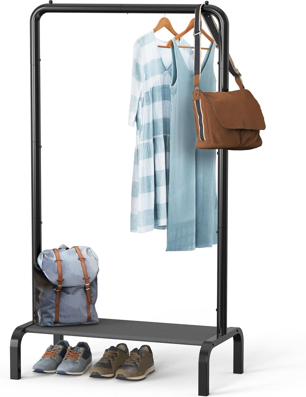 Simple Houseware 30" W Narrow Freestanding Garment Rack with Shelves, Black