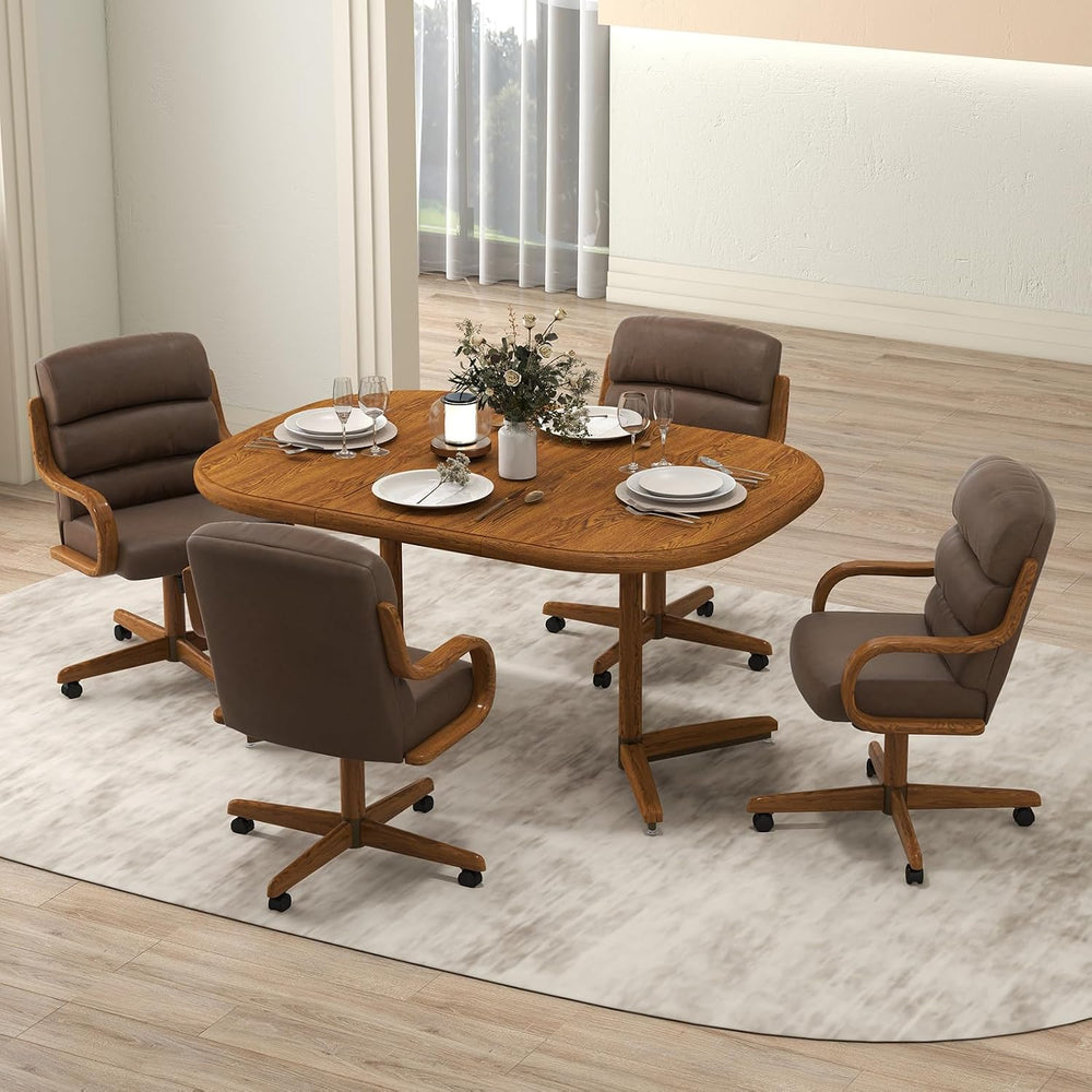 Chromcraft 5-Piece Square Round Expandable D9550 Dining Set-Chestnut-Mocha