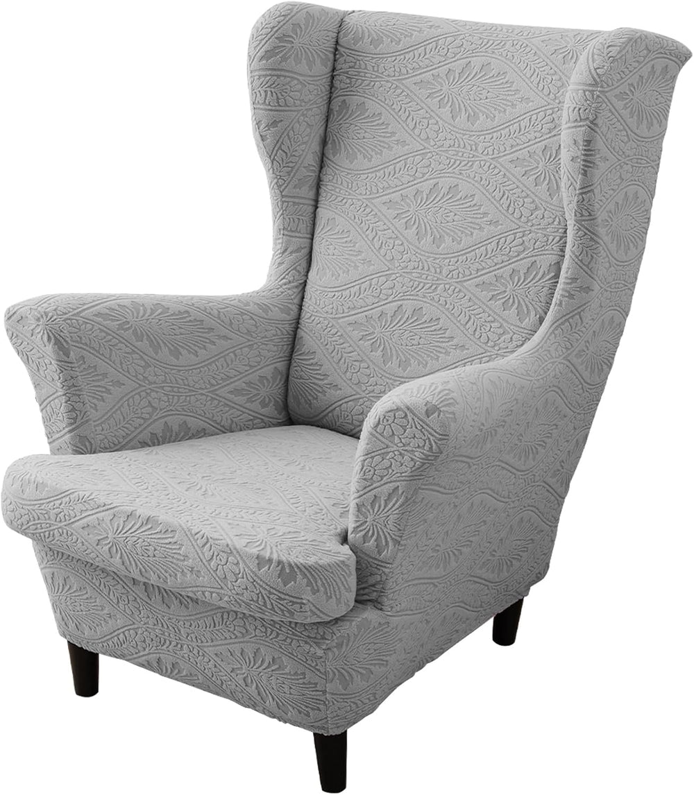 HAOYONG 2 Piece Wingback Chair Covers Stretch Wing Chair Slipcover Jacquard W...