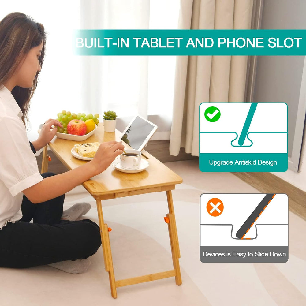 Lap Desk COIWAI Laptop Table Bamboo Writing Eating Bed Tray Adjustable Angle ...