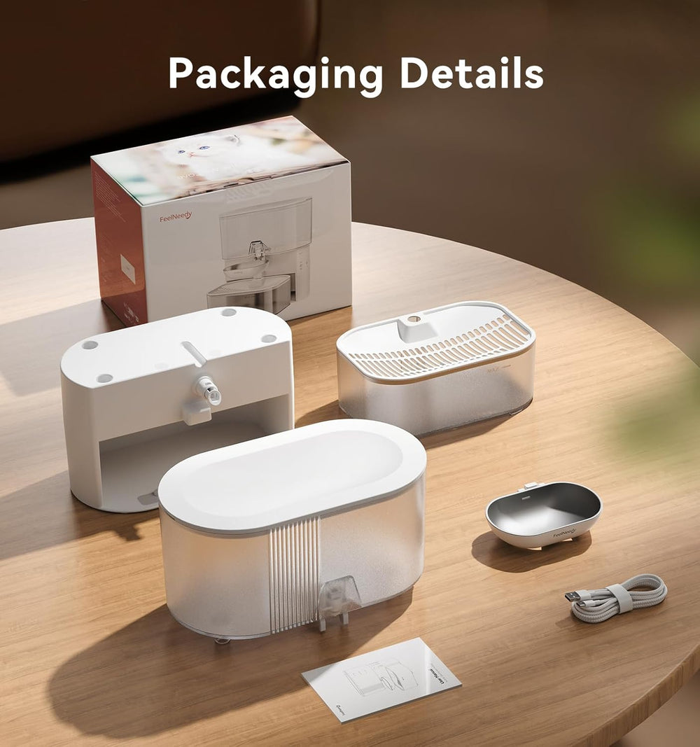 Wireless Cat Water Fountain No Filters, Wastewater Separation, FEELNEEDY Stai...