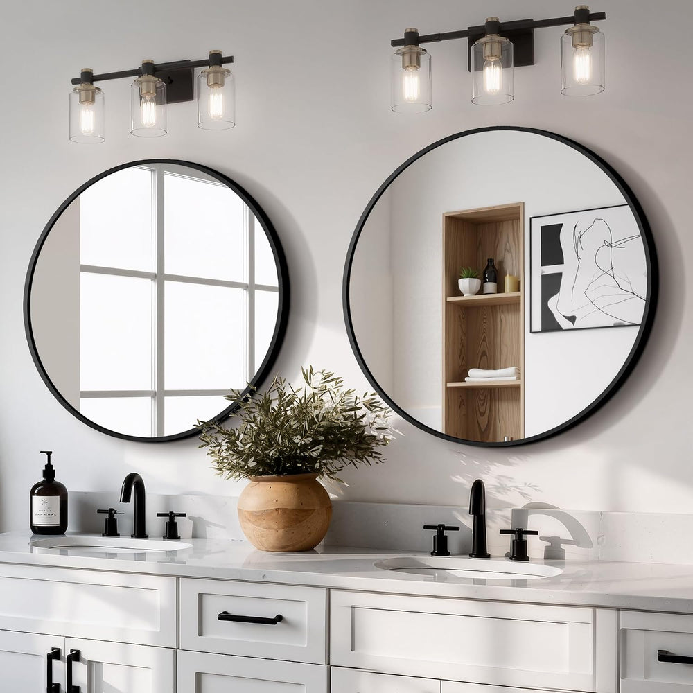 TRAHOME Black Round Bathroom Mirror, 2 Pack 22” Vanity Circle Wall Mirror