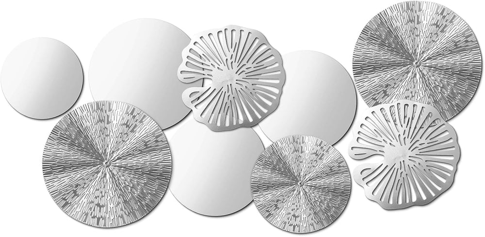 Hicarer Silver Mirror Wall Decor, Round Wall Mirror, Metal Art Decor
