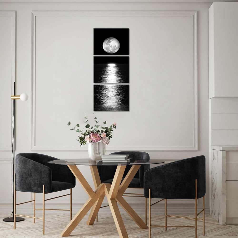 Artmyharbor 3 Pieces Full Moon Phase Vertical Wall Art