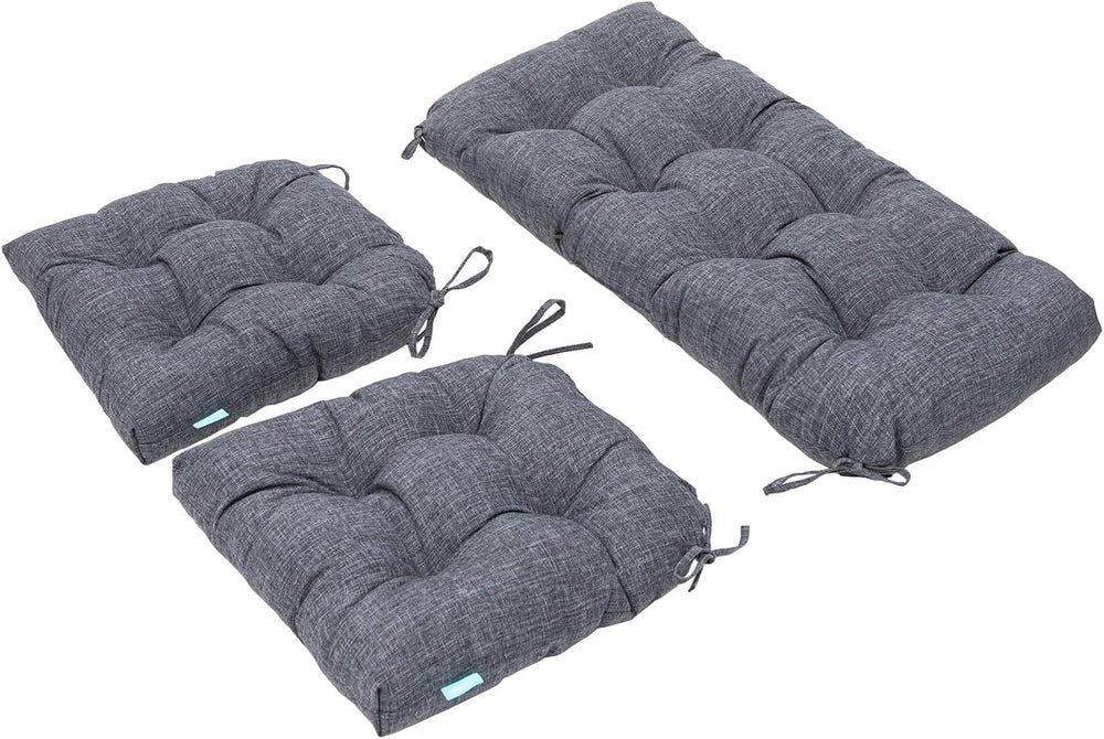 QILLOWAY Outdoor Patio Cushions Set of 3, Wicker Furniture Cushions with Ties...