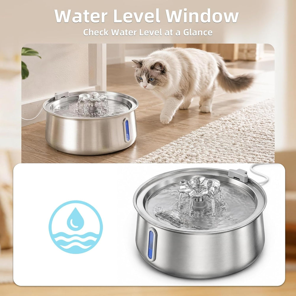 Cat Water Fountain Stainless Steel 4.5L/152oz Automatic Pet Water Dispenser