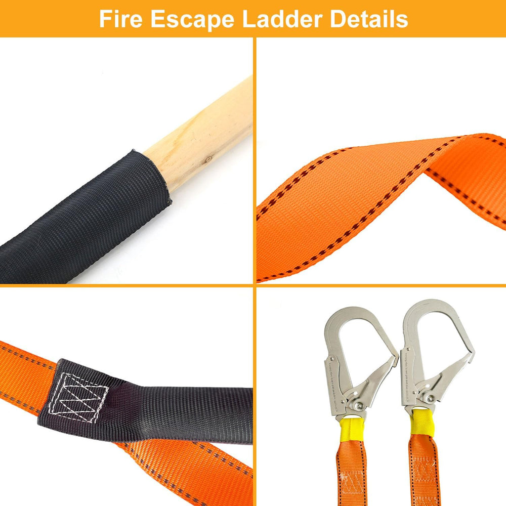 Fire Escape Ladder with 2 Heavy Hooks, 16.7 Feet Emergency Ladders 2 Story