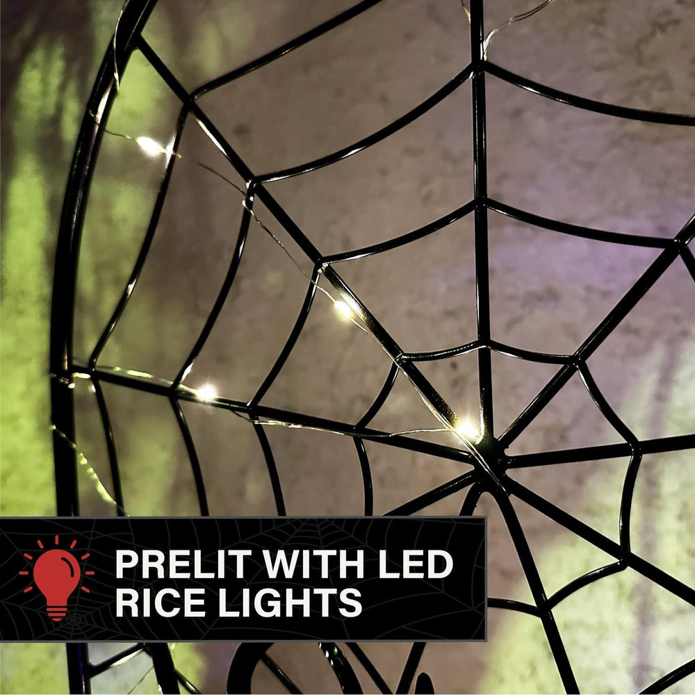 Haunted Hill Farm 2.6-Ft. Metal Spiderweb with Stake Halloween Decoration