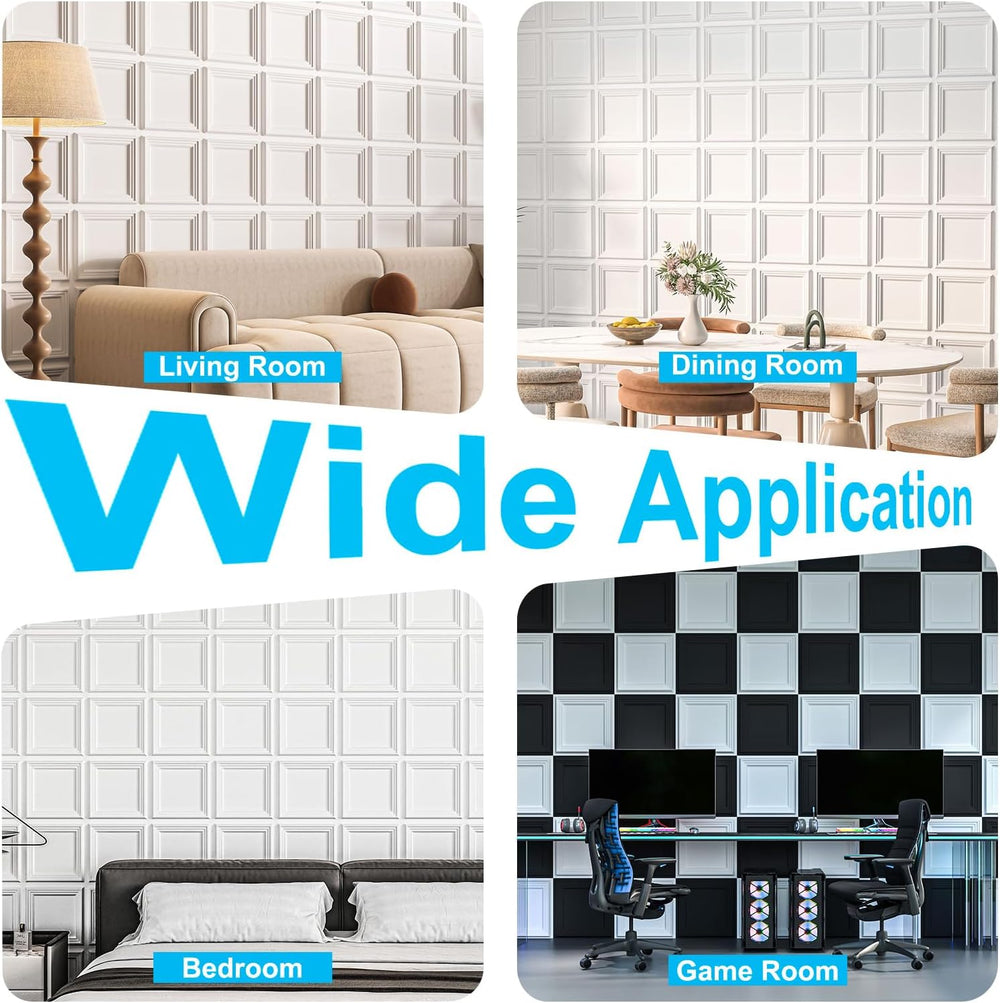 Art3d 33-Pack Accent 3D Textured Wall Panels, 11.8 x 11.8 in, White