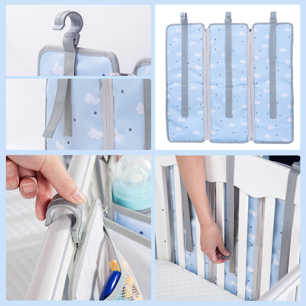 Orzbow 3-in-1 Hanging Diaper Caddy Organizer for Changing Table, Blue