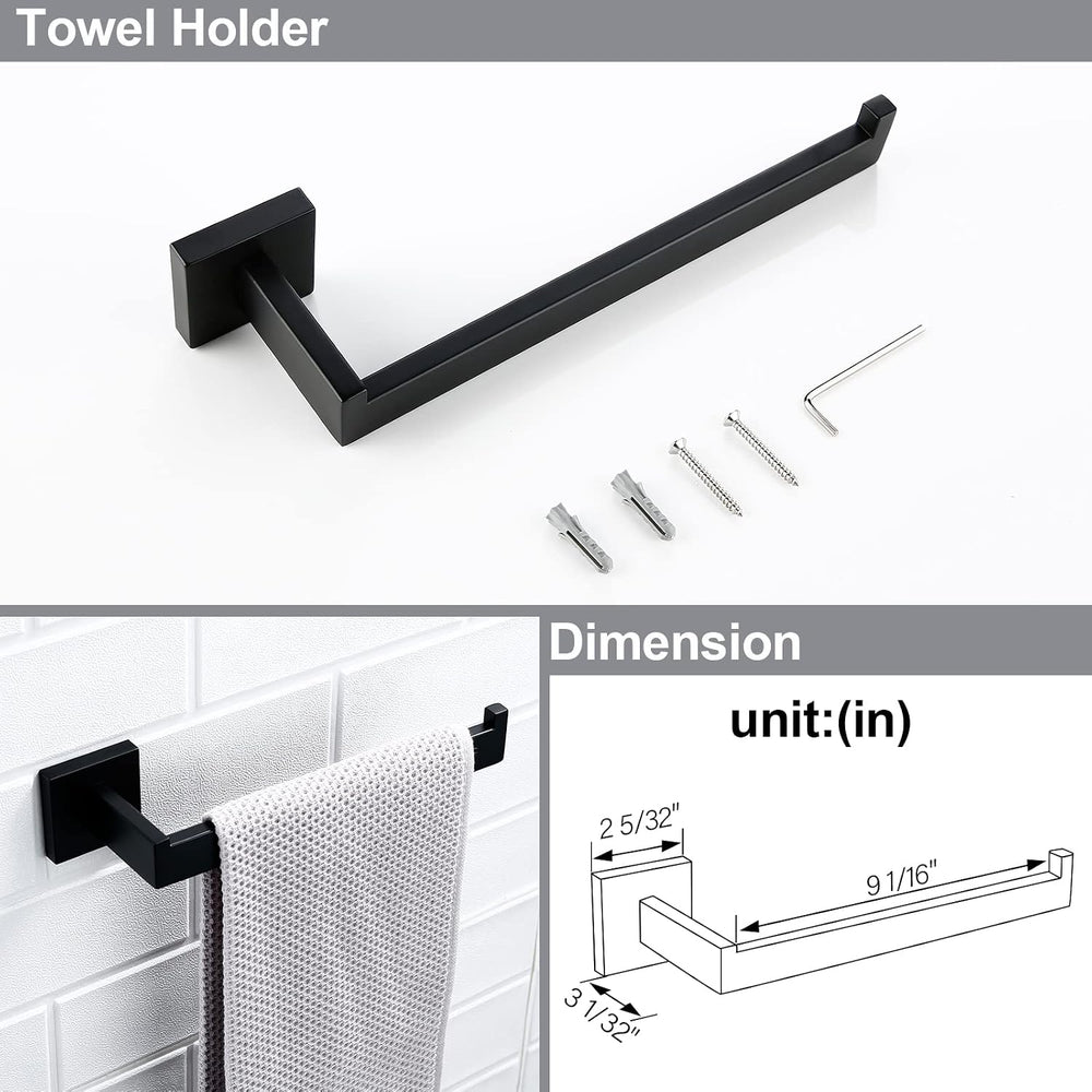 Matte Black Bathroom Accessories Set 4 Piece Bathroom Towel Holder Set