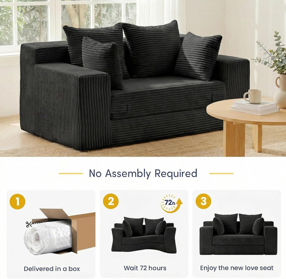 cidludto Boneless Couch Loveseat Sleeper, Convertible Sofa Bed Folding Couch ...