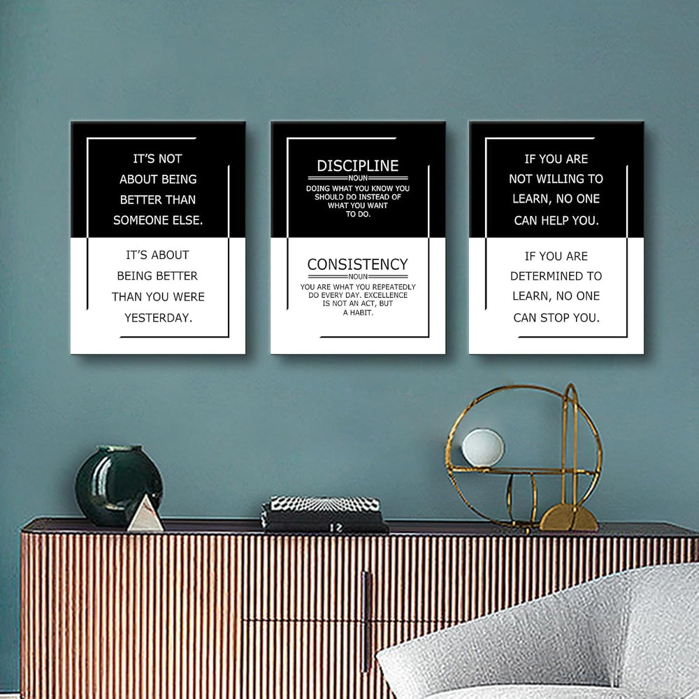 YSPCSUN Growth Discipline Learning 3 Piece Canvas Wall Art Office Decor