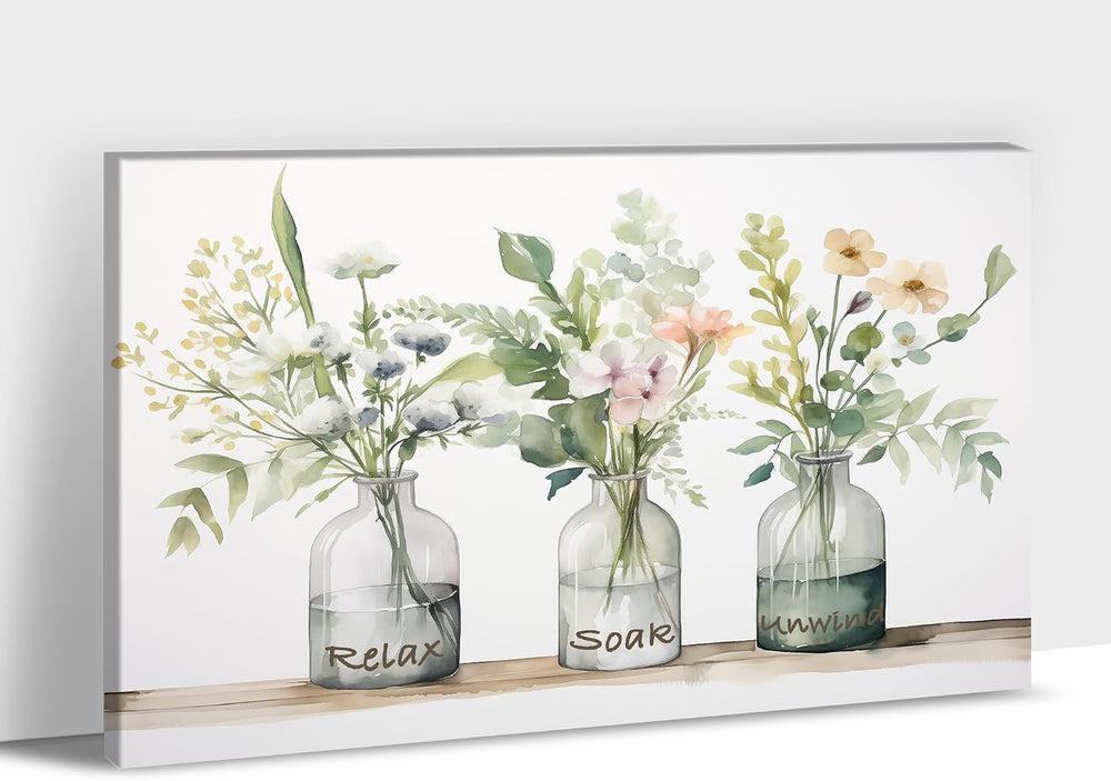 ANRUOXI Floral Wall Art - Bathroom Flower Pictures Wall Decor, Modern Floral ...