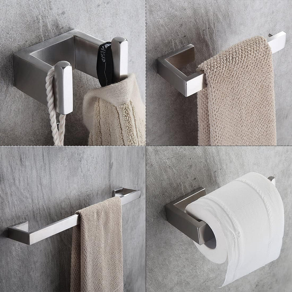 Fapully Four Piece Bathroom Accessories Set Stainless Steel Brushed Nickel