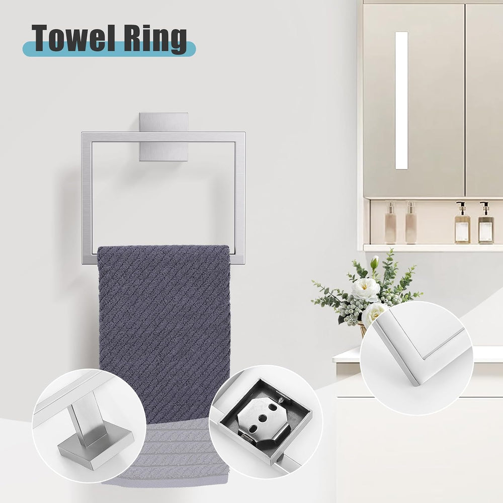 YACVCL 5-Pieces Brushed Nickel Bathroom Hardware Accessories Set Towel Bar Se...