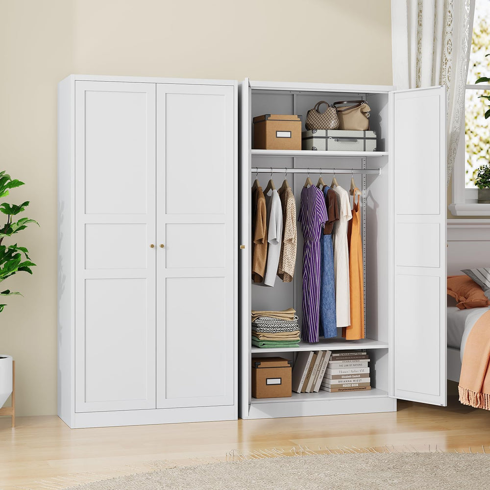 Metal Armoire Wardrobe Closet Cabinet,White Armoire Wardrobe Closets Storage ...