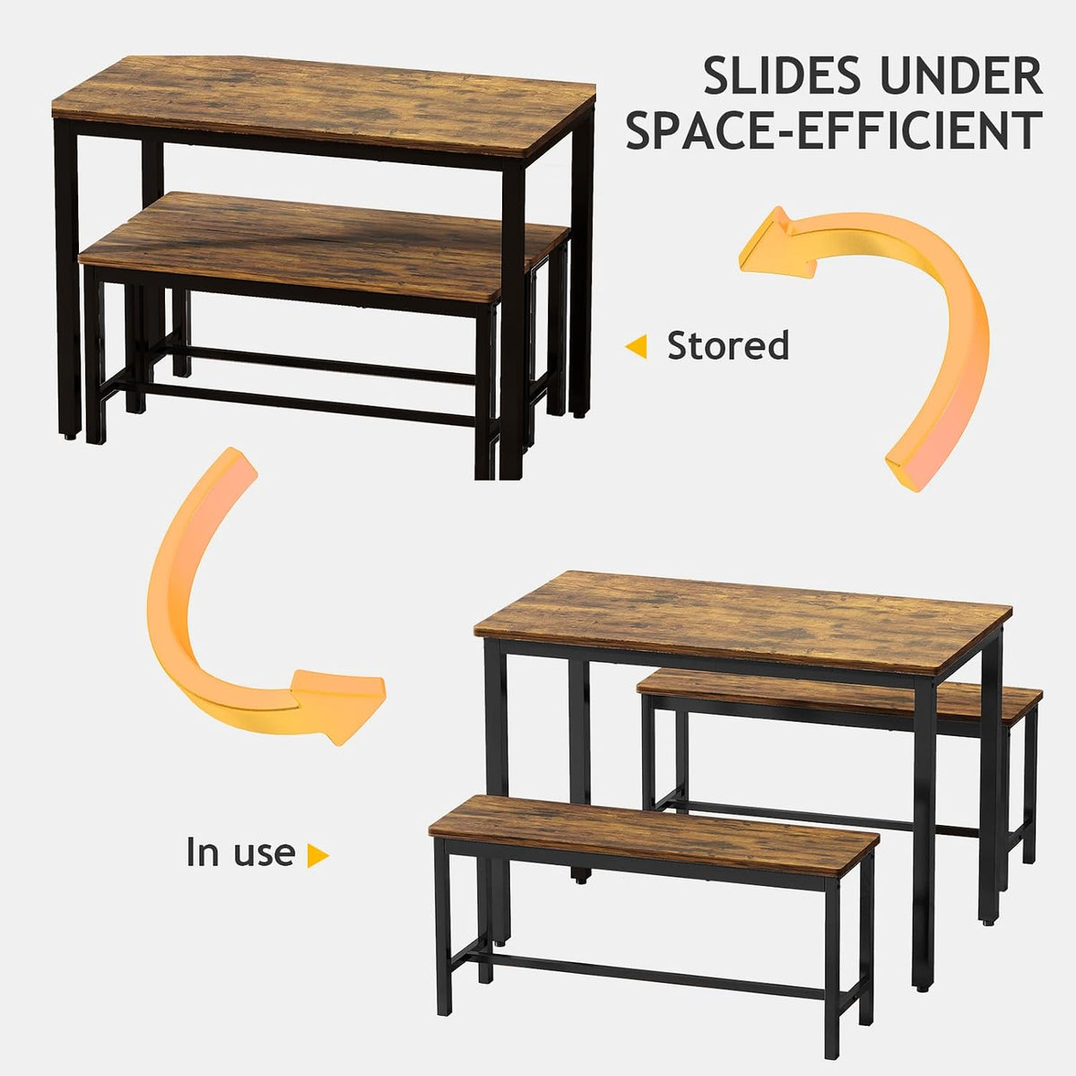 rovibek 43" dining table set for 4, modern, close-up detail
