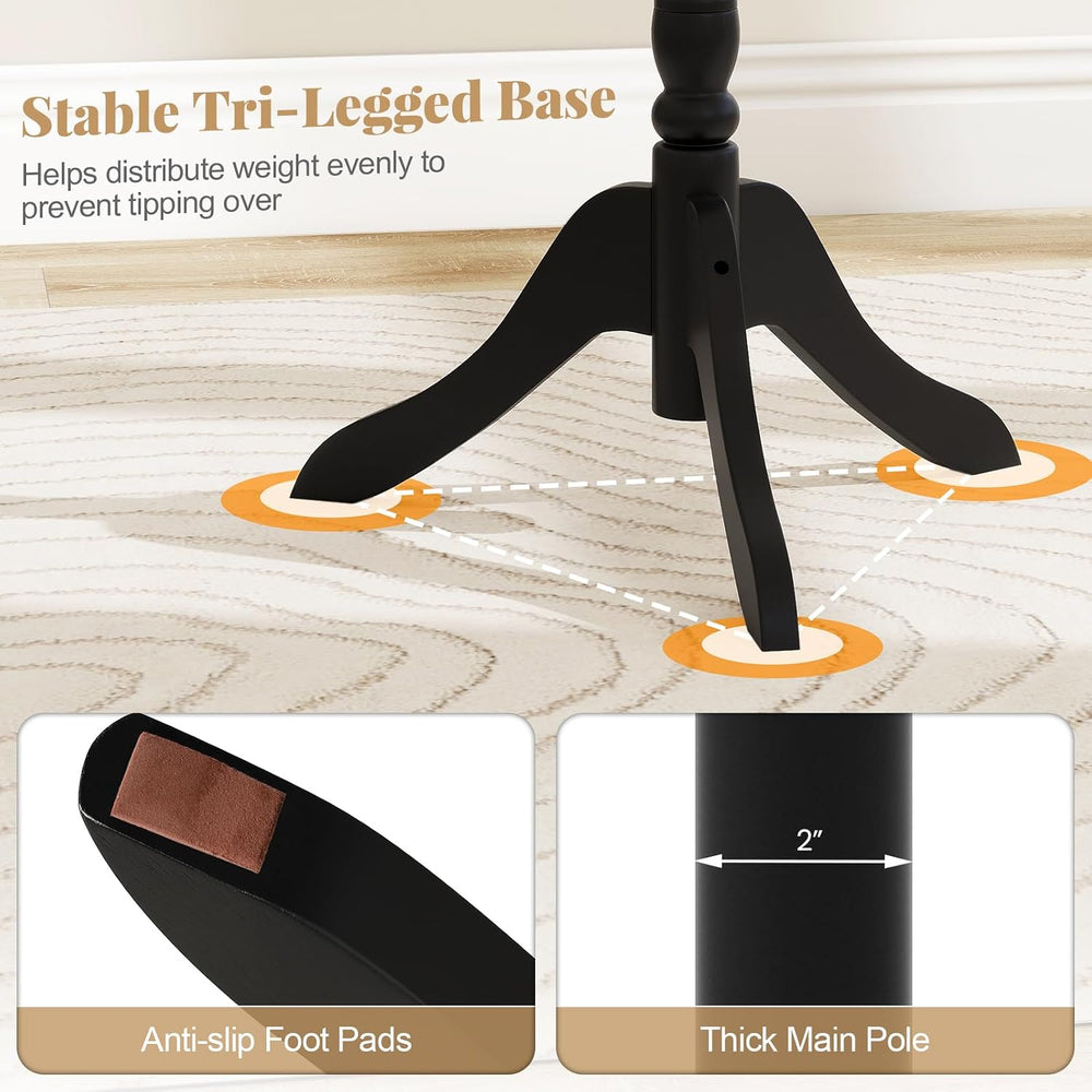 Tangkula Coat Rack Freestanding, Solid Rubber Wood Coat Tree with 11 Hooks an...