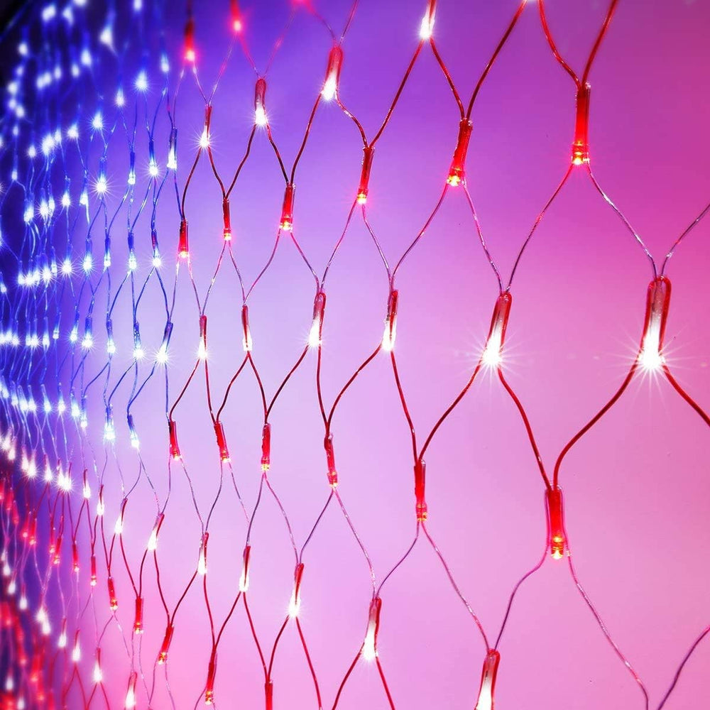 American Flag String Lights, Waterproof Led Flag Net Light, with 420 Super Br...