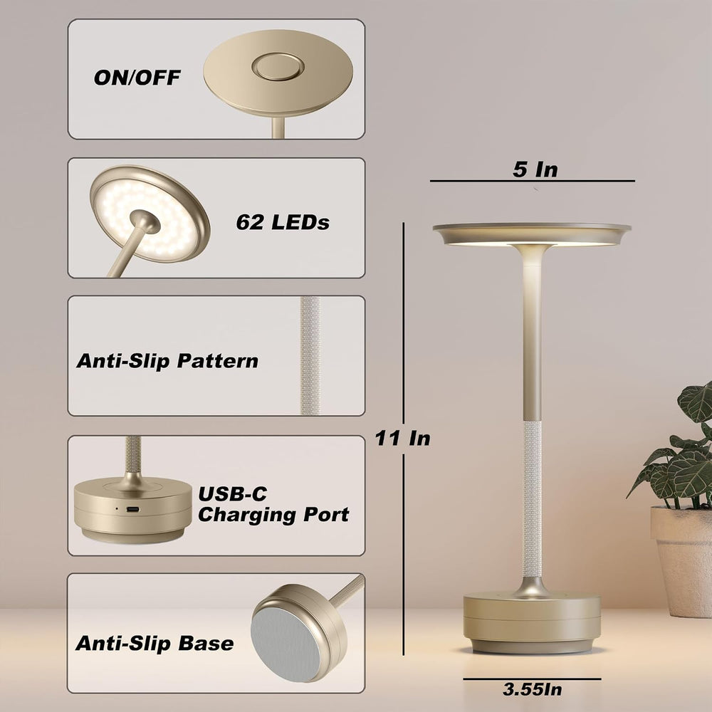 TBBGA 2 Pack Rechargeable Table Lamps Cordless, 5000mAh Outdoor Table Light