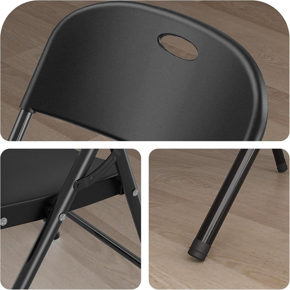 Nazhura 350 Weight Limit Heavy Duty Plastic Folding Chair with Reinforced Ste...